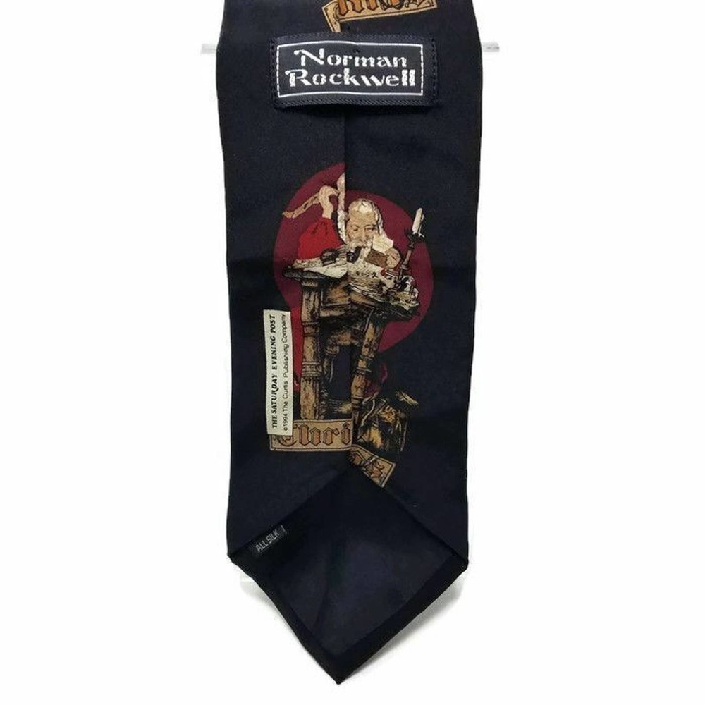 Norman Rockwell Christmas 1994 Silk Santa Claus Tie Necktie Made in Canada 55" - Picture 3 of 7